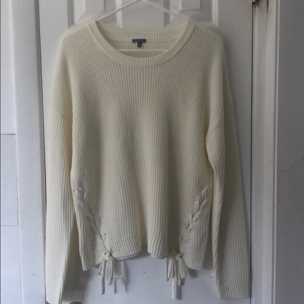 Charlotte Russe White Sweater with Braided Details